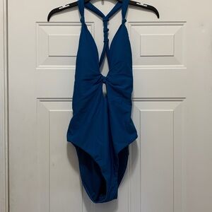 NWT Bar III Teal One-Piece Ribbed Swimsuit Size XL